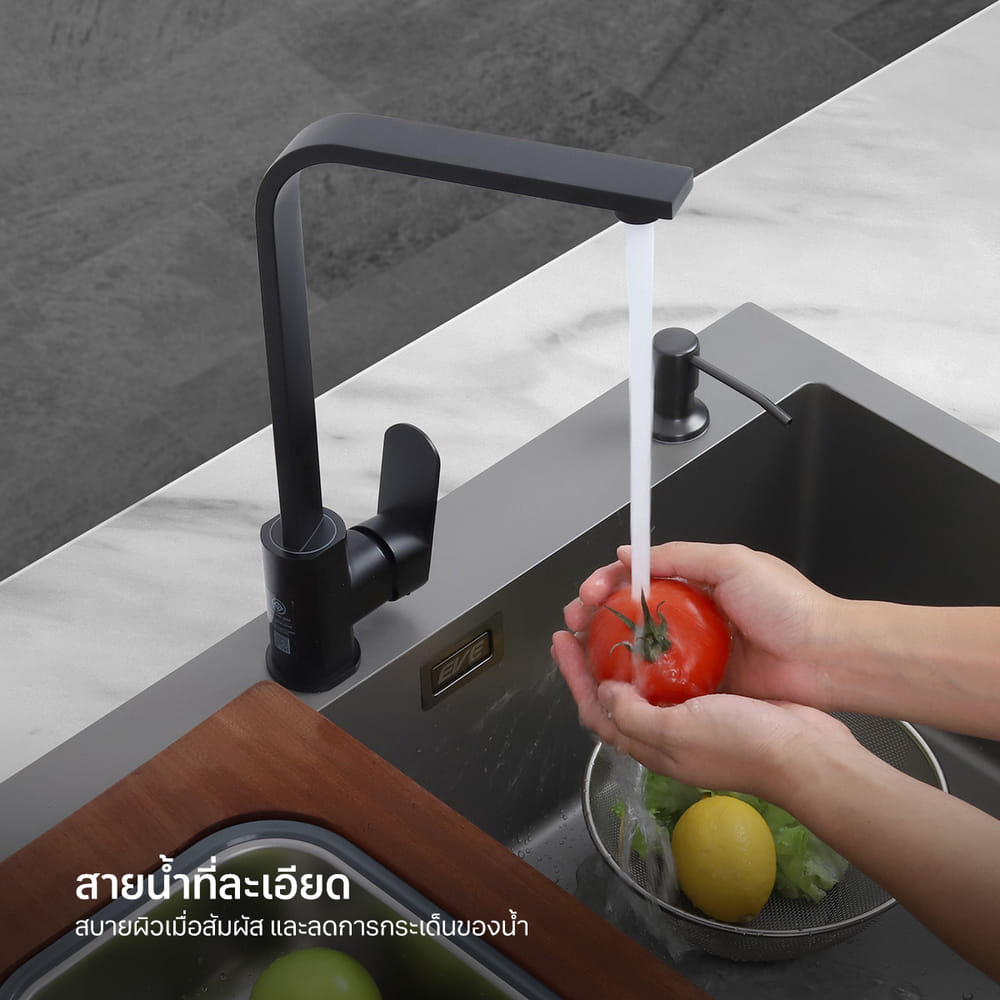 ก๊อกซิงค์สำหรับอ่างล้างจาน EVE DOVER BLACK สเตนเลส สีดำ